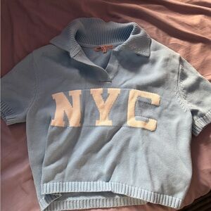 Bailey Rose Light Blue Polo Knit Top